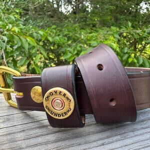 Made in USA Leather Single Shot Shell Over Under Belt - Size 34